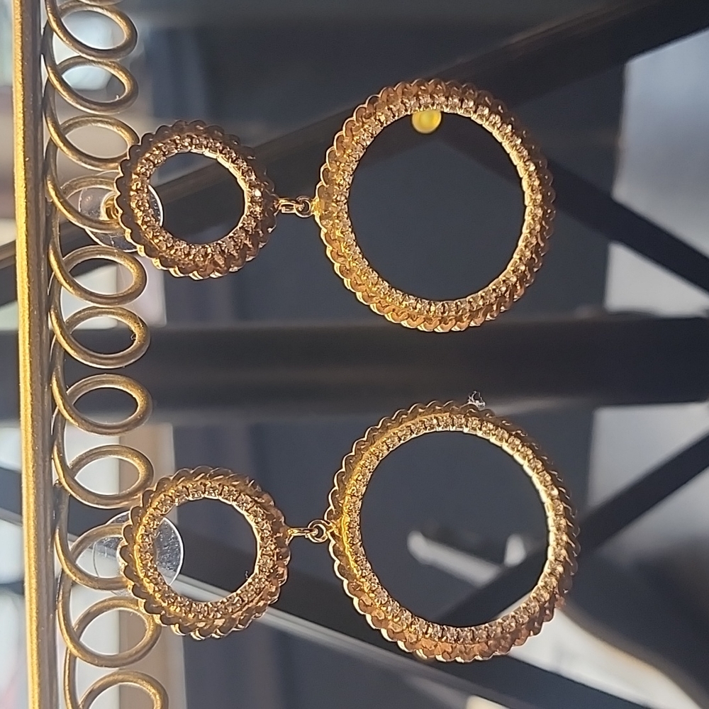 Fashion Gold hoops with diamonds Earrings